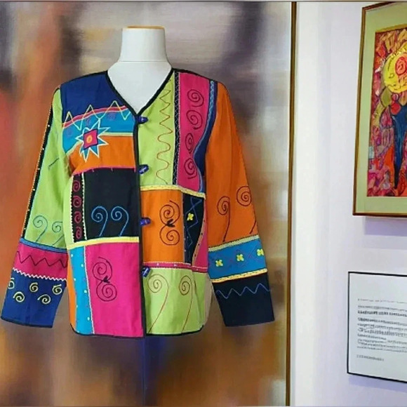 Boho Vintage Gypsy Festival Artisy Embroidered Art To Wear Multicolored Jacket - Picture 1 of 4